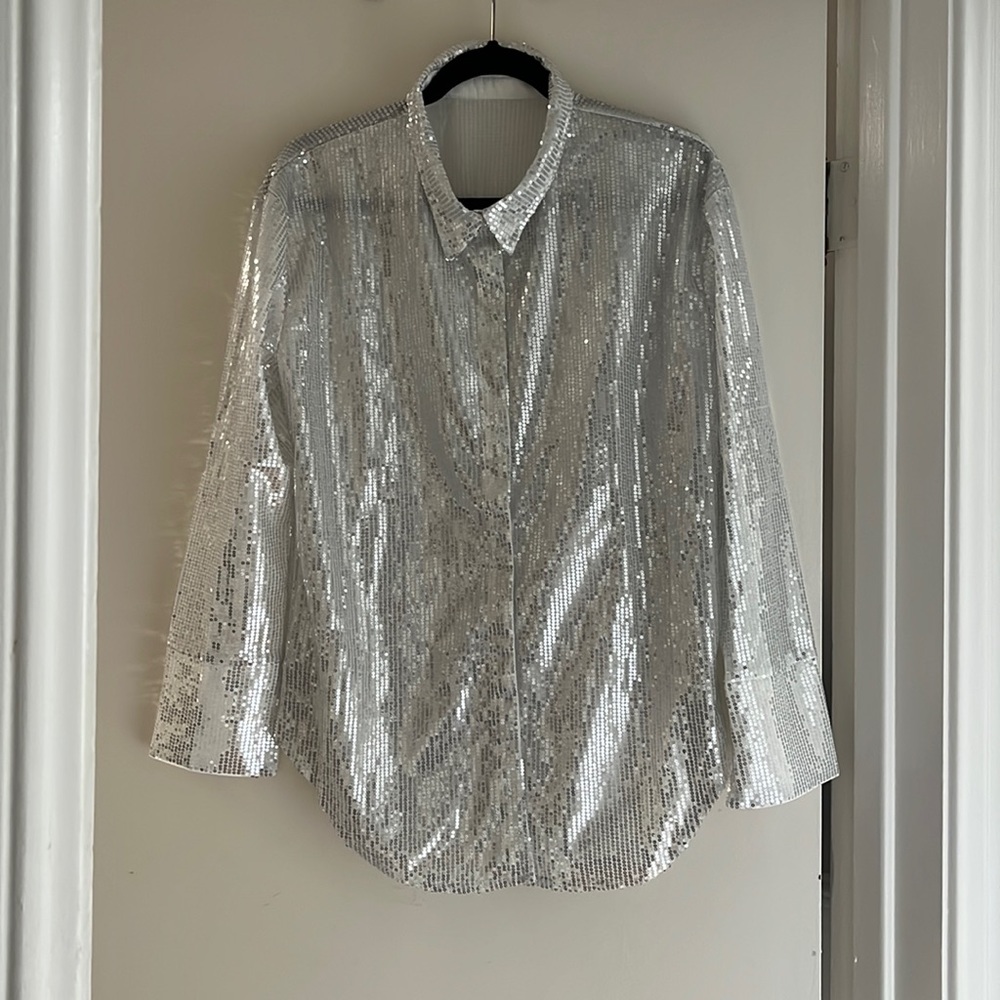 Sequin collared disco/ going out shirt